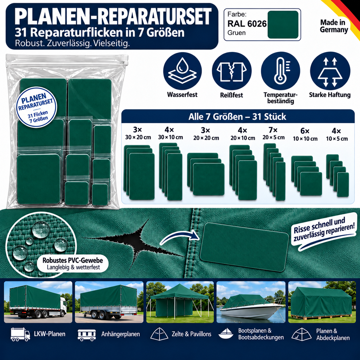 Planen Reparatur Set 31-teilig – Reparatur in verschiedenen Farben