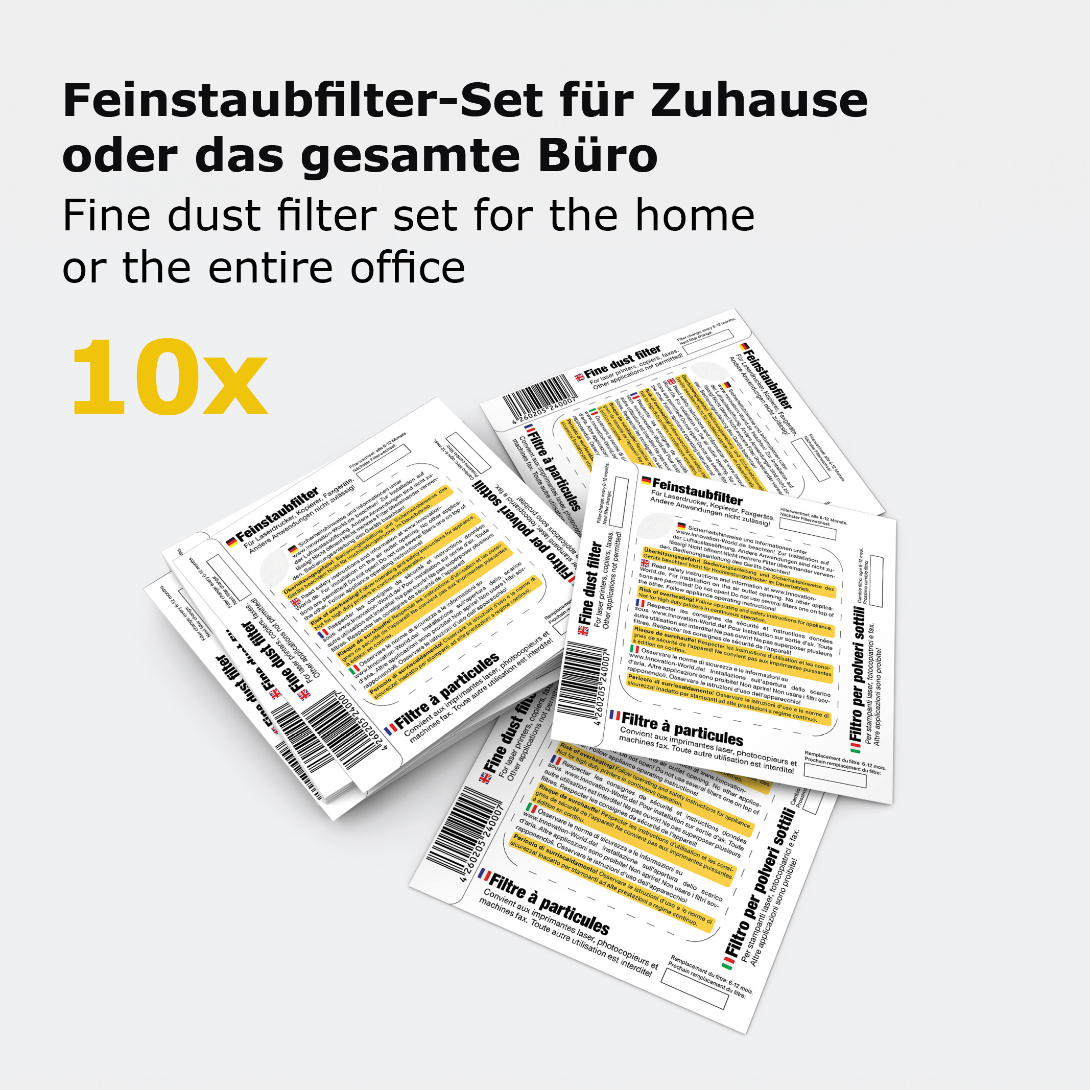 Feinstaubfilter Set 10 Stück Hülle
