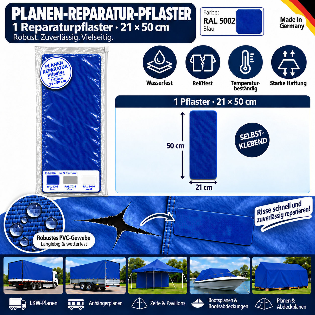 Planen Reparatur Pflaster – Wasserdichte Planen Flicken selbstklebend