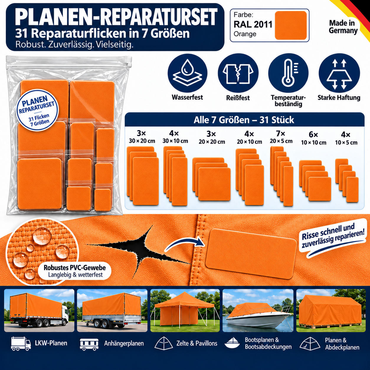 Planen Reparatur Set 31-teilig – Reparatur in verschiedenen Farben