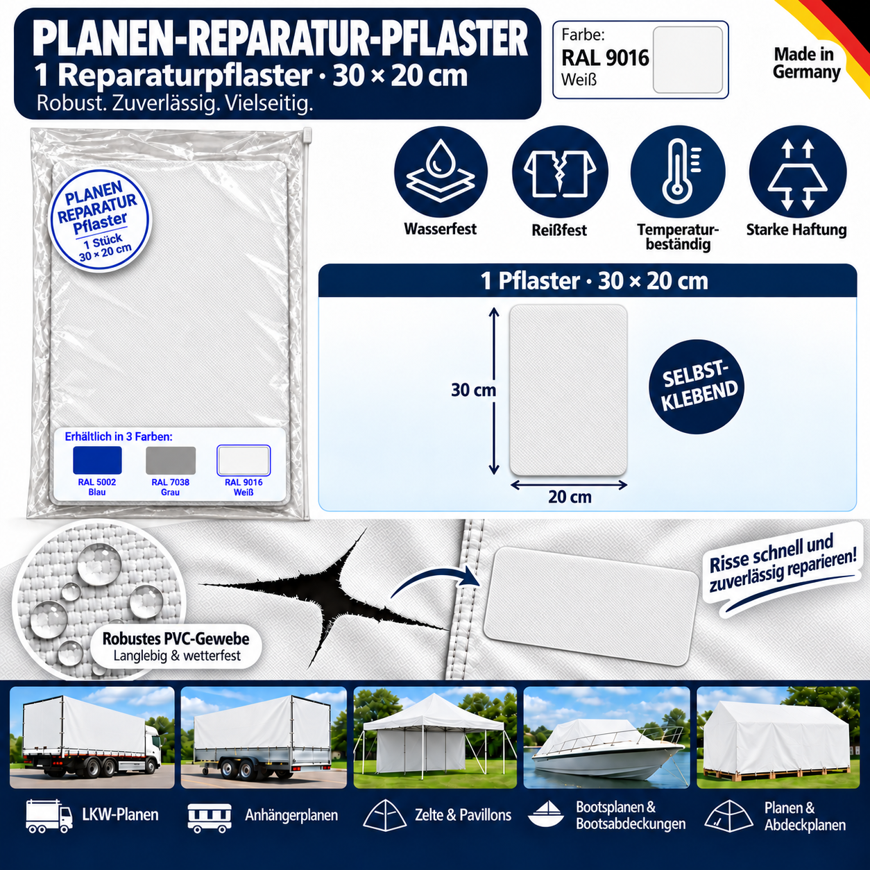 Planen Reparatur Pflaster – Wasserdichte Planen Flicken selbstklebend
