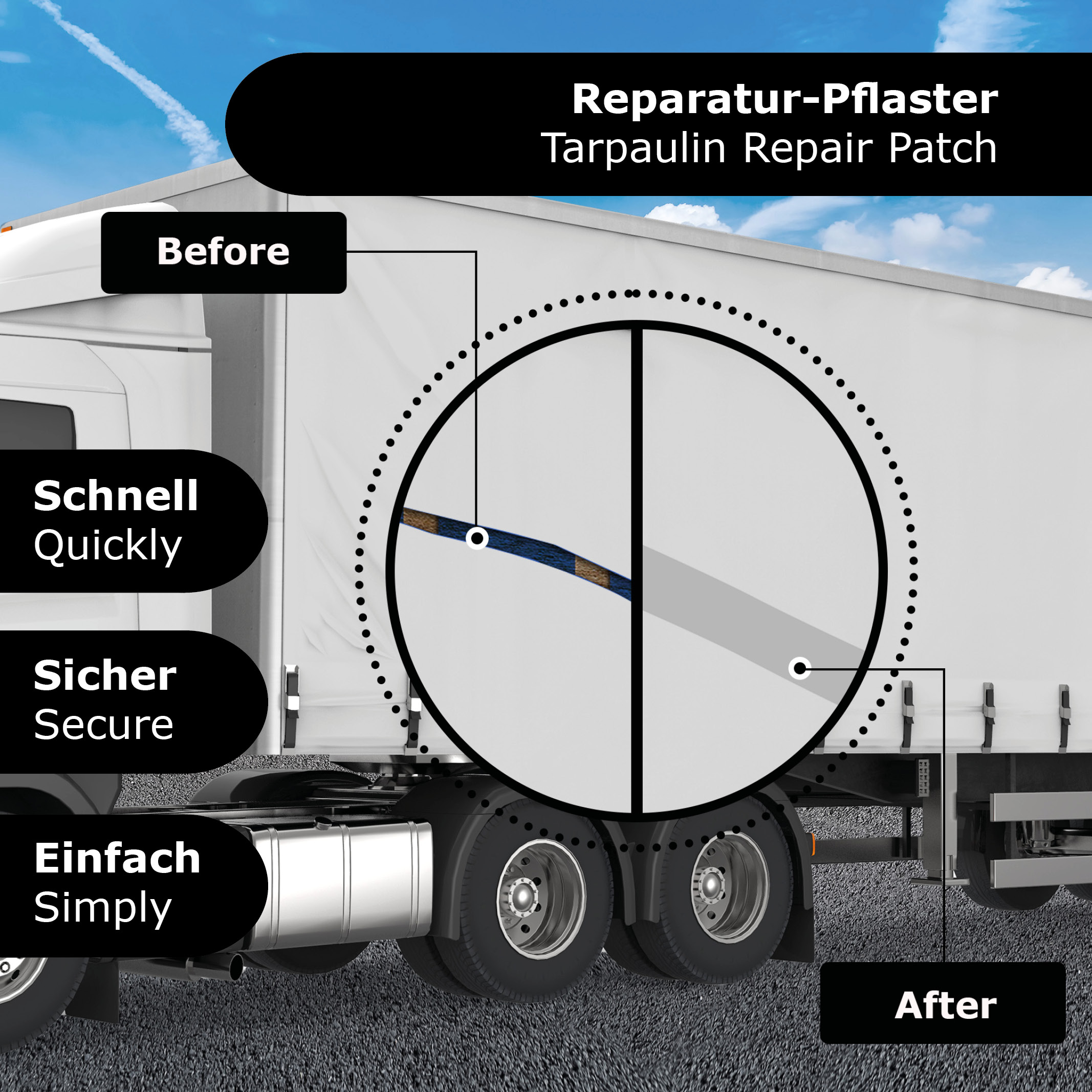 Planen Reparatur Vorteil graues Pflaster