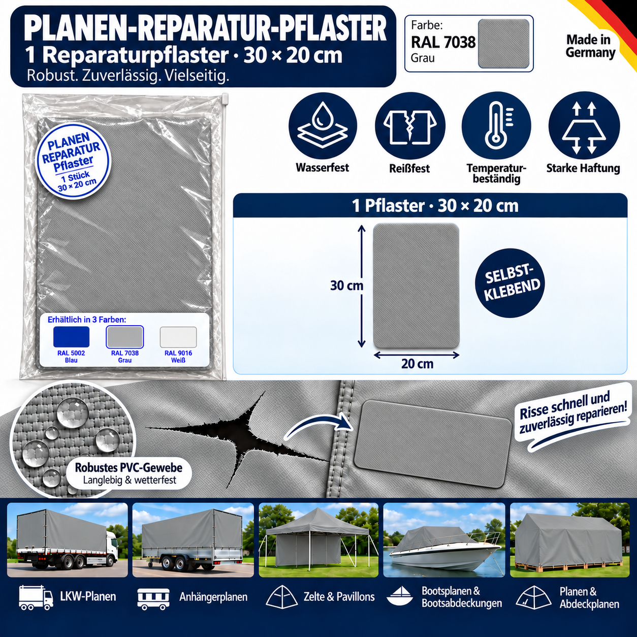 Planen Reparatur Pflaster – Wasserdichte Planen Flicken selbstklebend