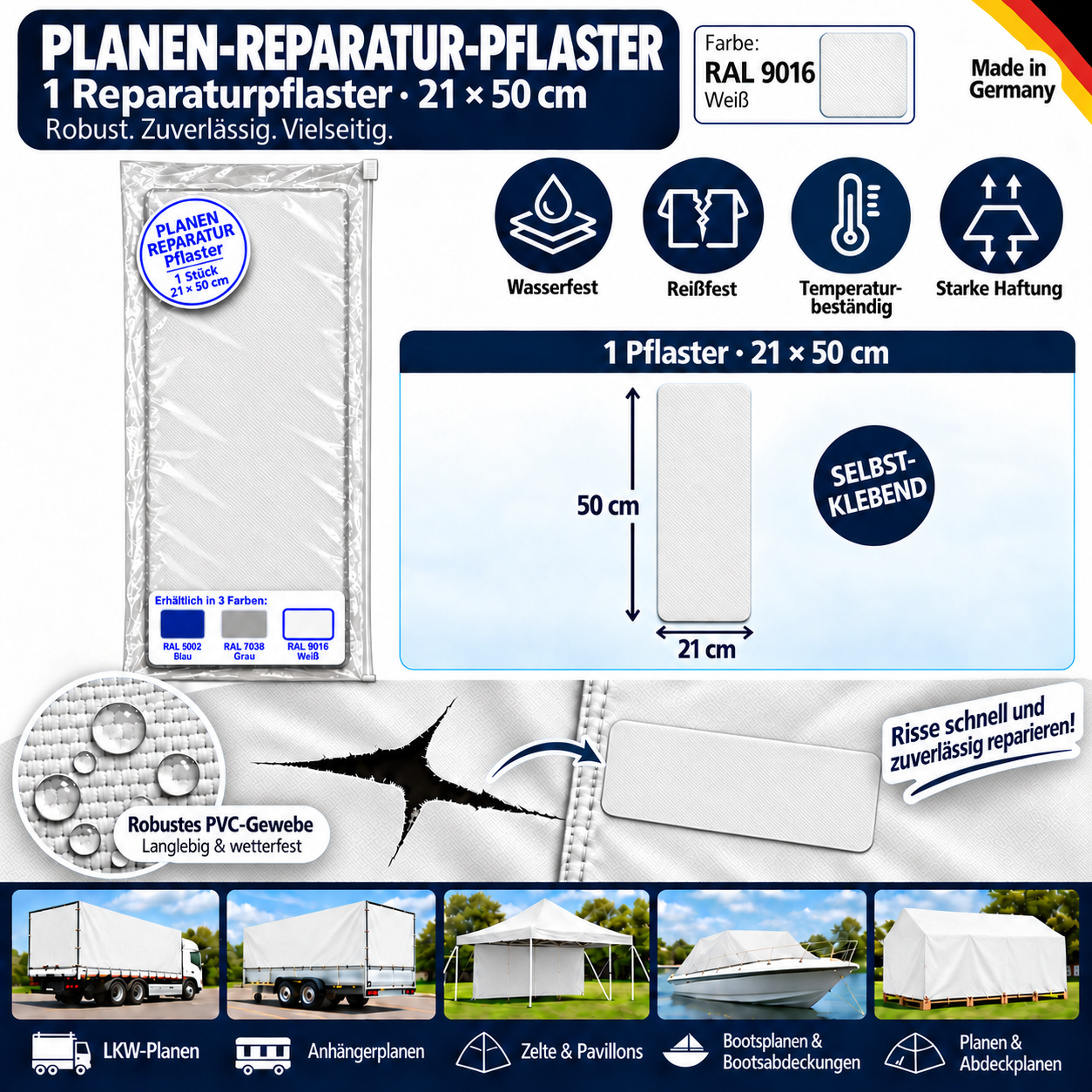 Planen Reparatur Pflaster – Wasserdichte Planen Flicken selbstklebend