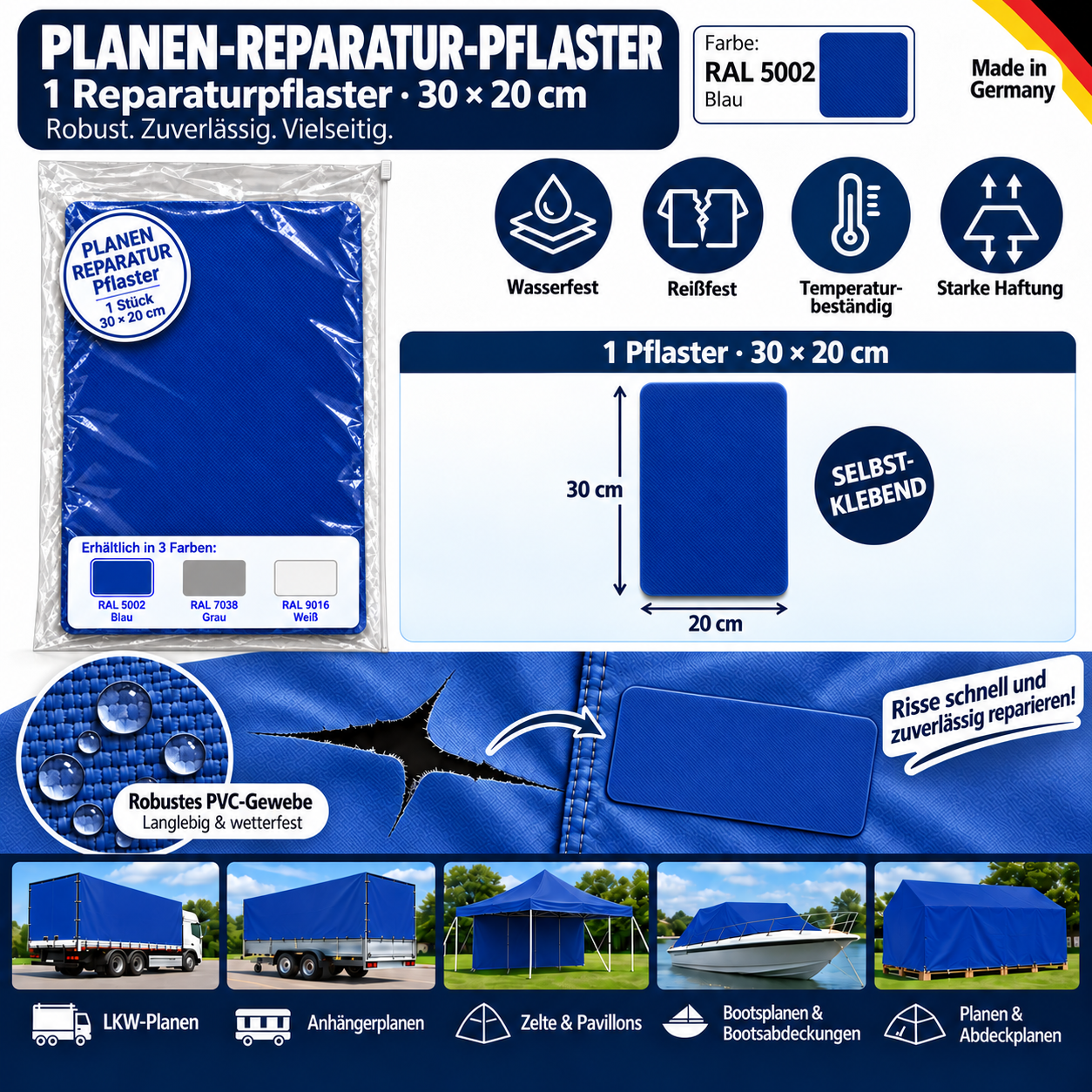 Planen Reparatur Pflaster – Wasserdichte Planen Flicken selbstklebend