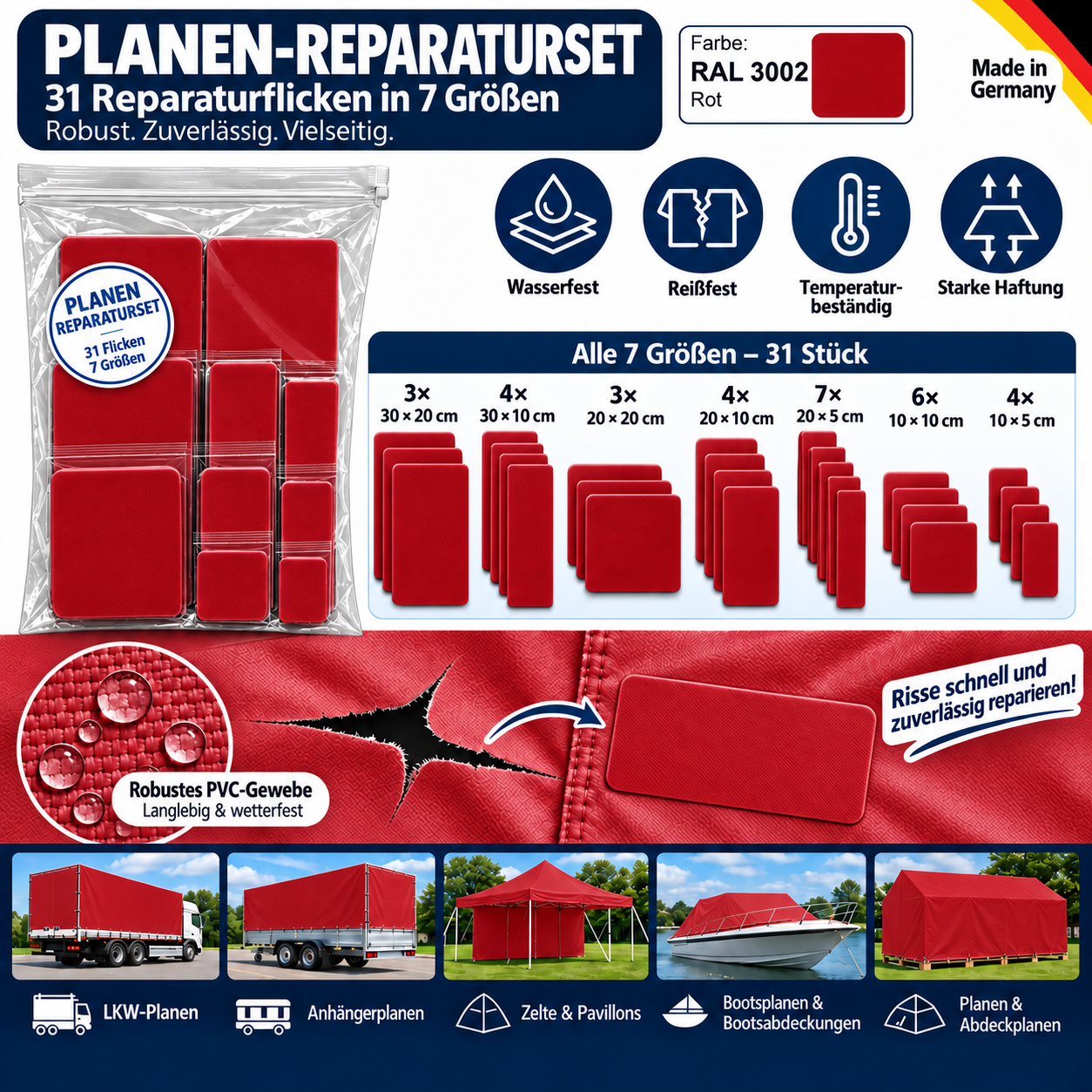 Planen Reparatur Set 31-teilig – Reparatur in verschiedenen Farben