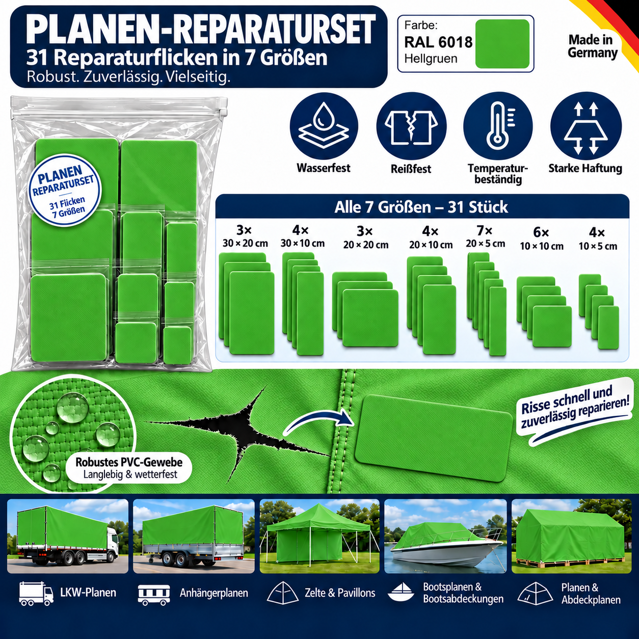 Planen Reparatur Set 31-teilig – Reparatur in verschiedenen Farben
