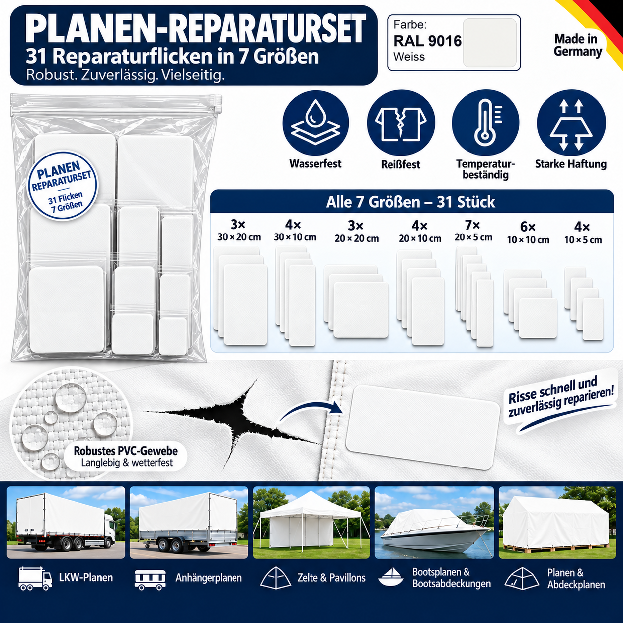 Planen Reparatur Set 31-teilig – Reparatur in verschiedenen Farben