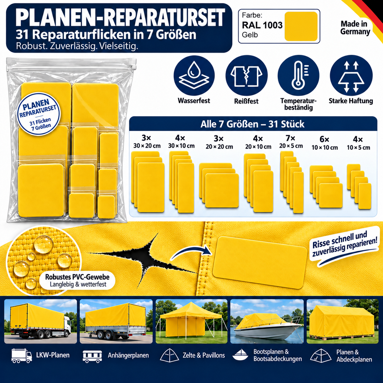 Planen Reparatur Set 31-teilig – Reparatur in verschiedenen Farben